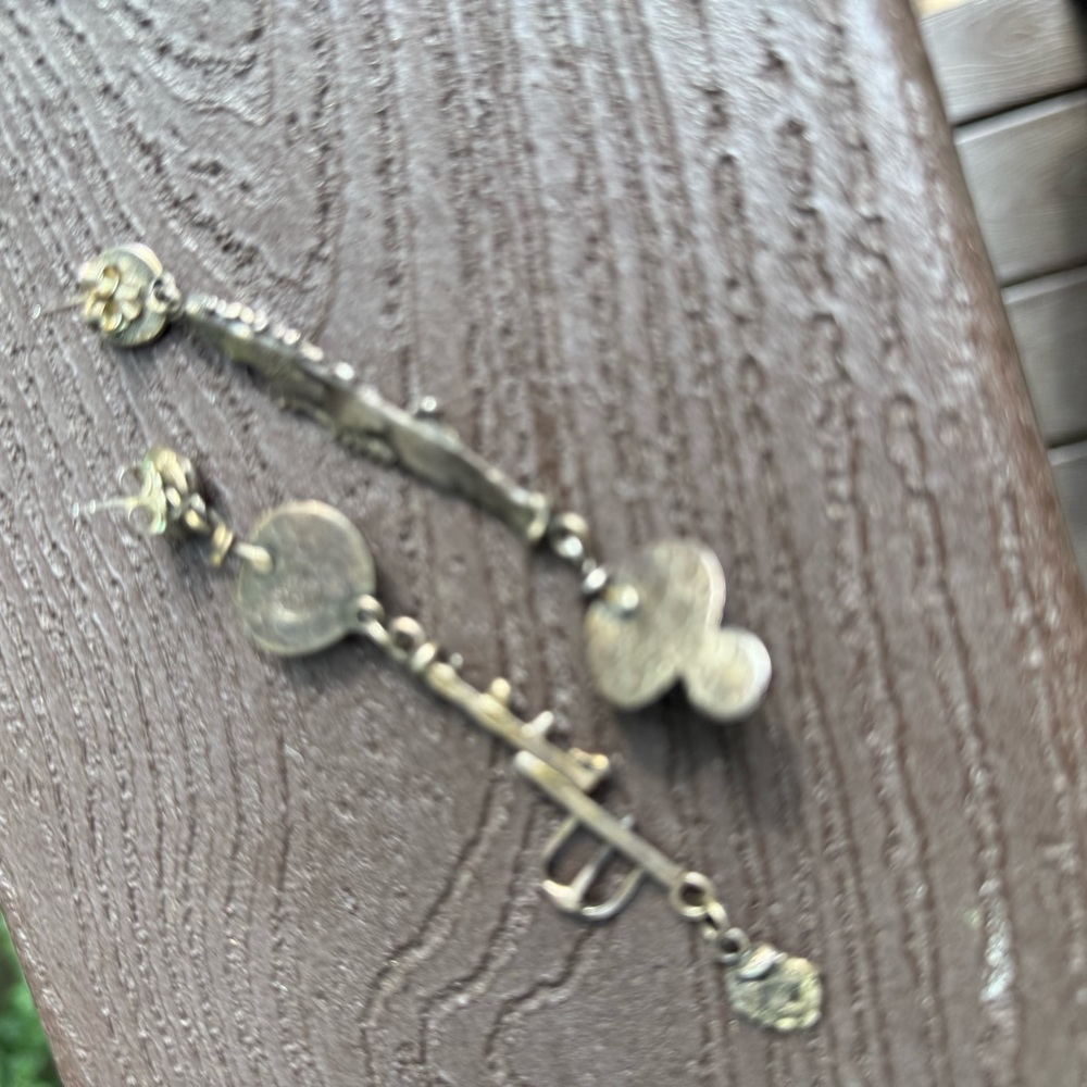 Unique Sterling Silver Earrings with carved Lemon Quartz and Tourmaline - Picture 6 of 8